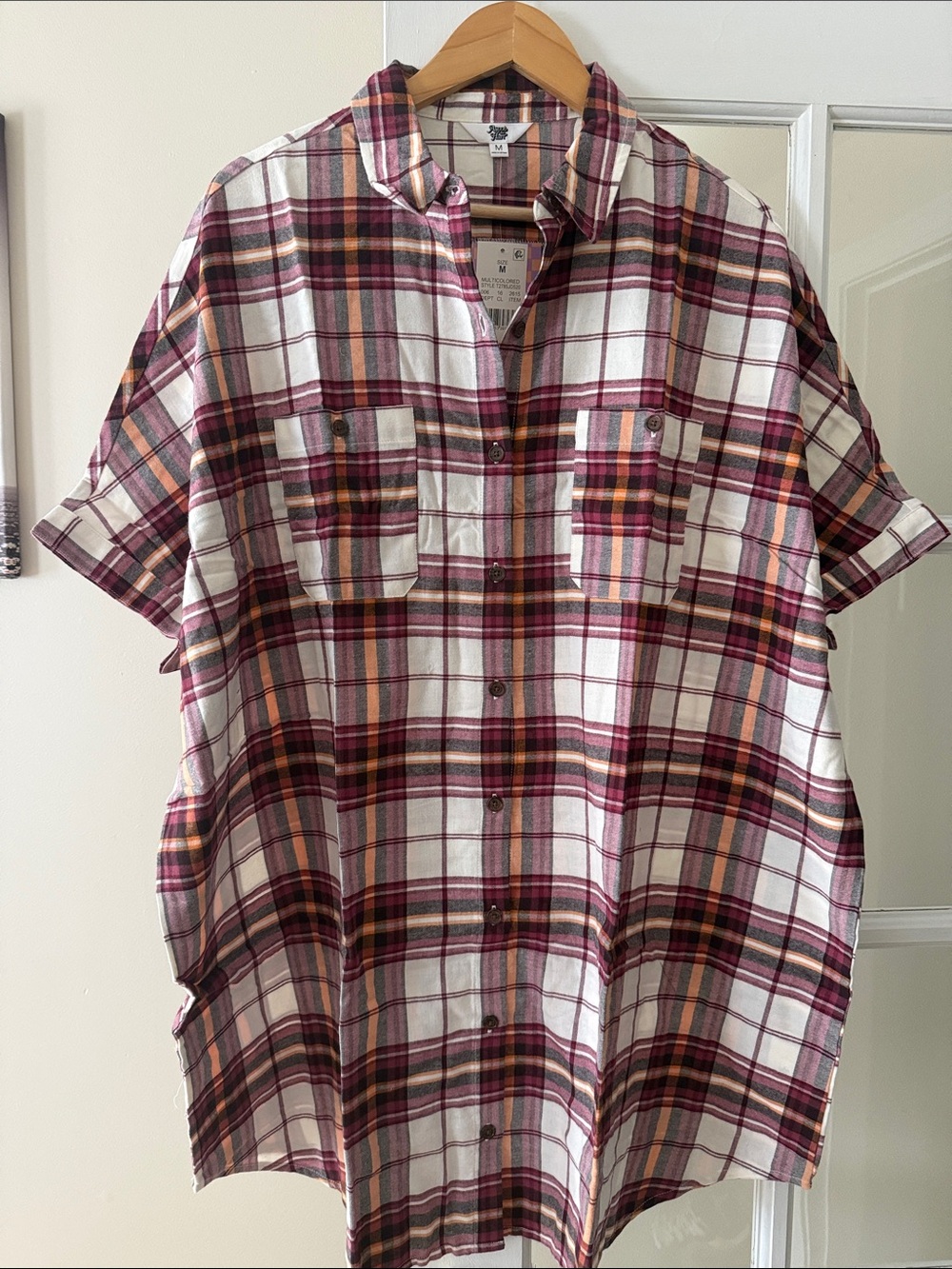 Ascot and Hart oversized plaid button down dress